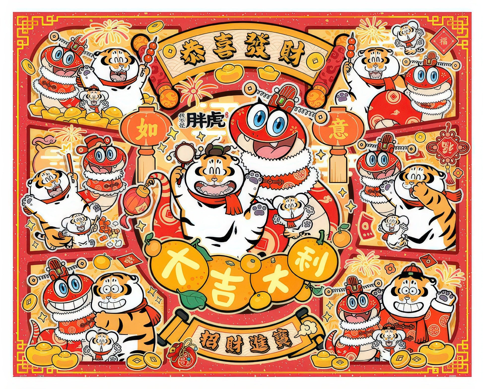 pintoo-h3872-20-i'm-not-fat-tiger---snake-wishes-come-true-2000-pieces-jigsaw-puzzle