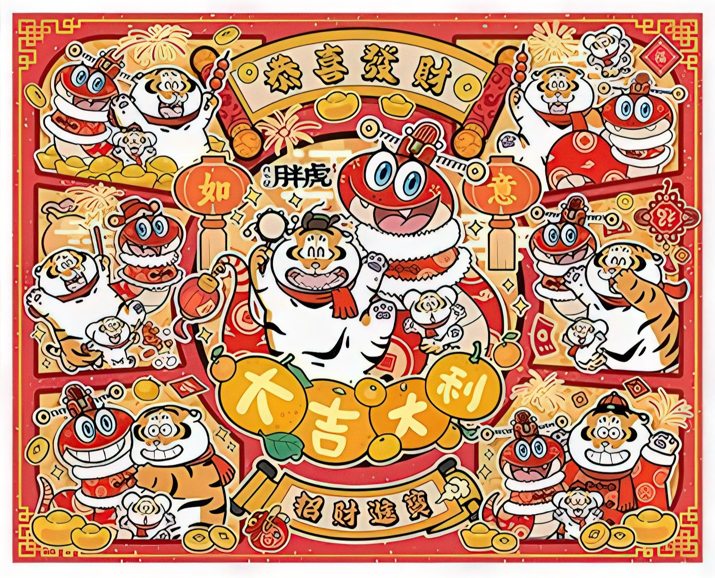 pintoo-h3872-45-i'm-not-fat-tiger---snake-wishes-come-true-4500-pieces-jigsaw-puzzle