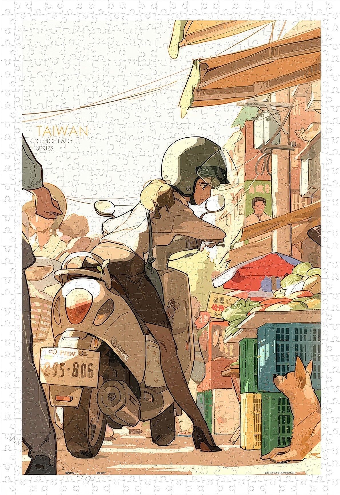 pintoo-h4003-fire-of-heaven---taiwan-office-lady-series---dusk-market-600-pieces-jigsaw-puzzle