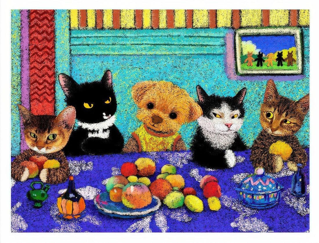 pintoo-h4053-niuniu-in-famous-paintings---sharing-a-table-with-a-puppy-1200-pieces-jigsaw-puzzle