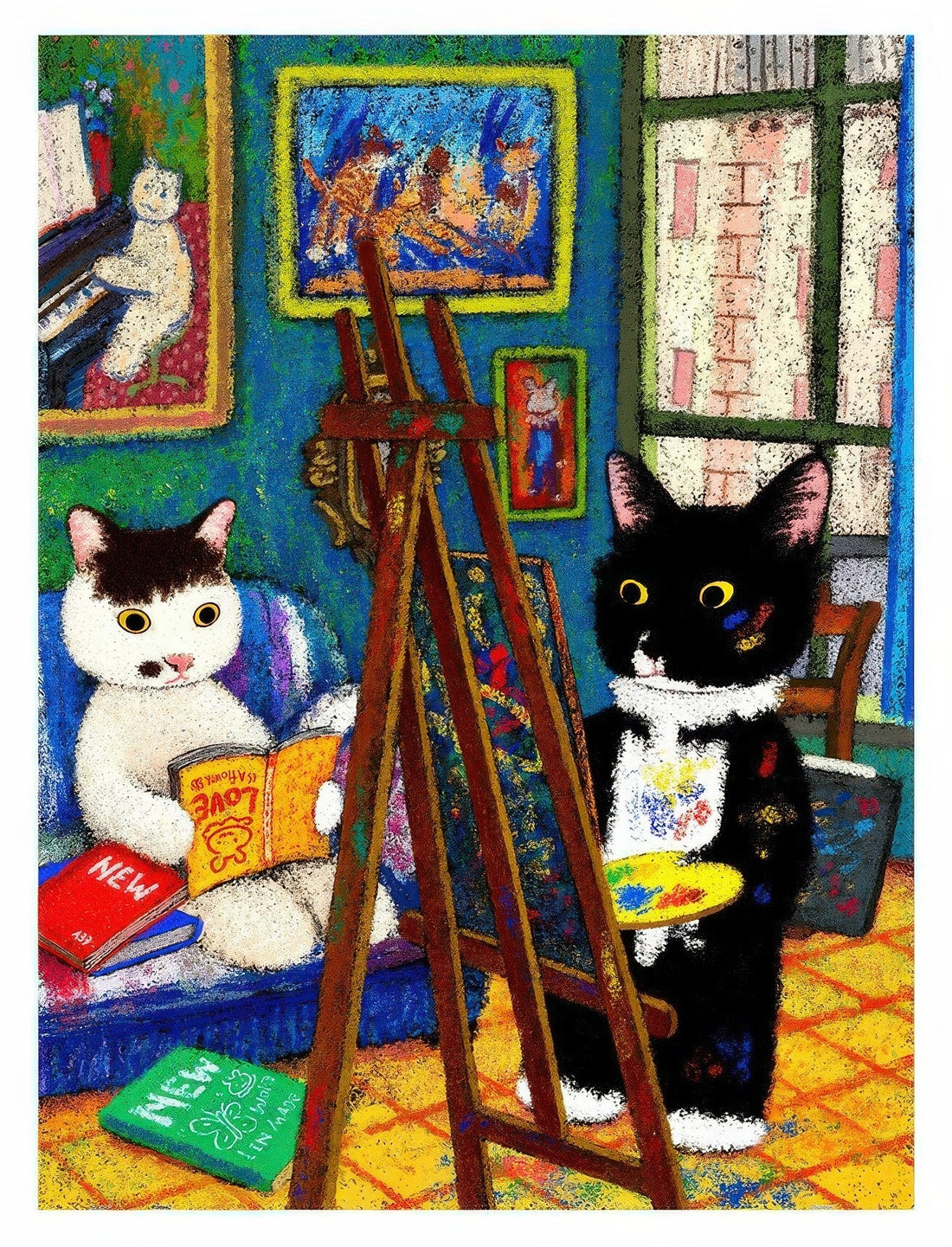 pintoo-h4054-niuniu-in-famous-paintings---let's-soak-together!-1200-pieces-jigsaw-puzzle