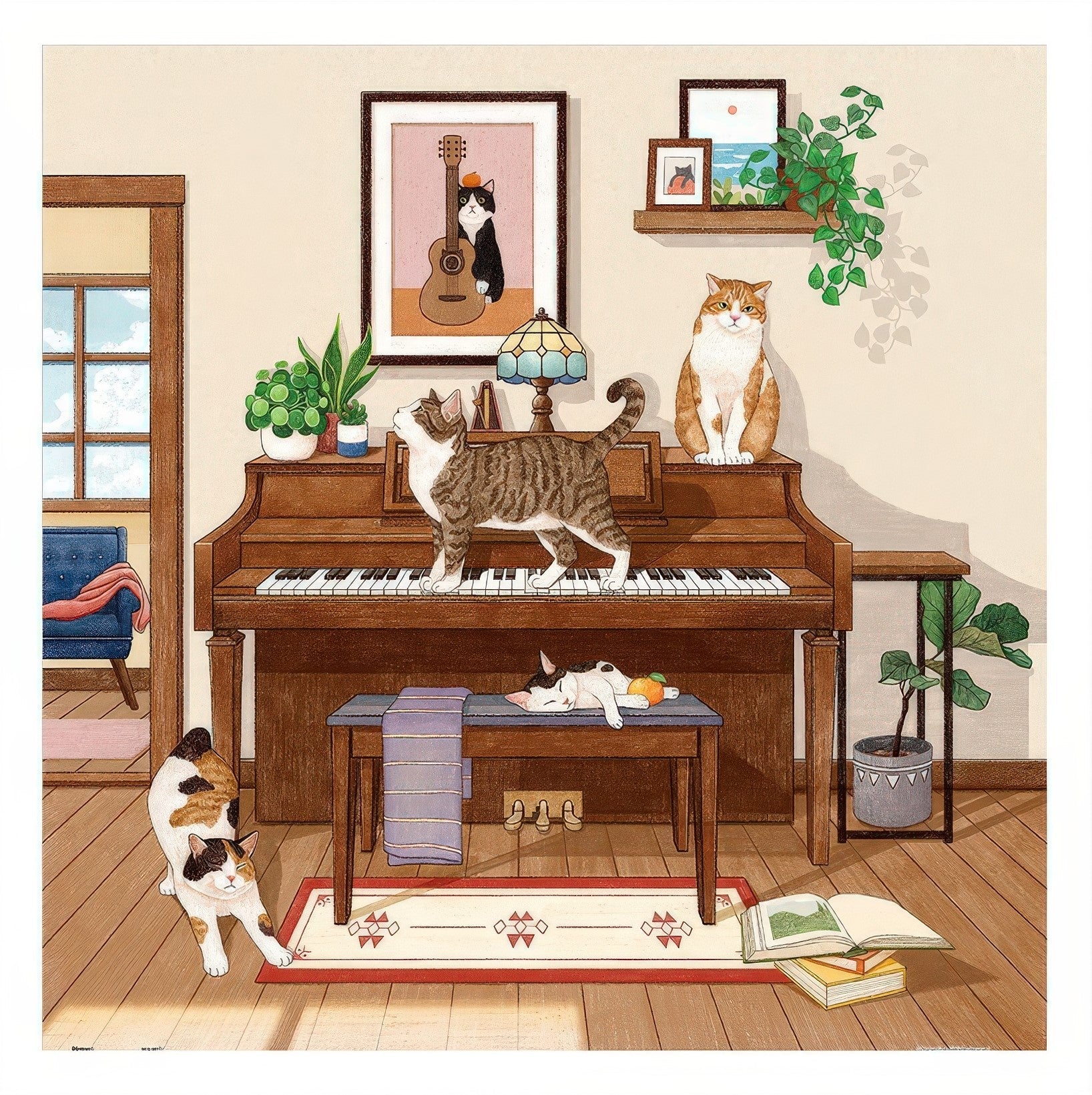 pintoo-h4082-song-ji-ae---piano-and-cat-900-pieces-jigsaw-puzzle
