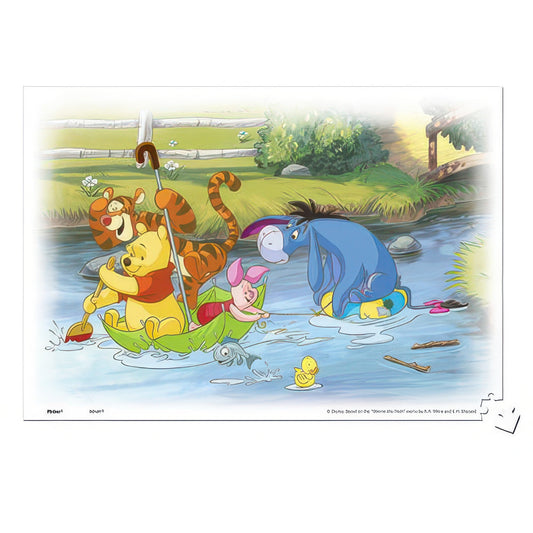 Pintoo P1220　Winnie the Pooh • Playing In The Water　368 Pieces Plastic Puzzle + Stand Set