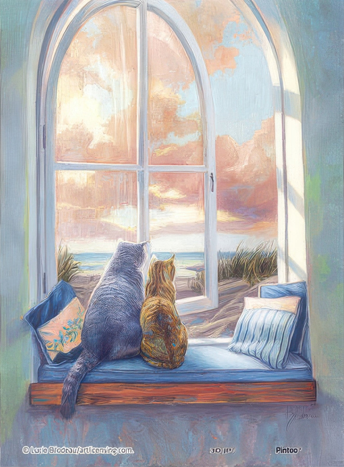 pintoo-p1402-lucie-bilodeau---enjoying-the-view-outside-the-window-150-pieces-puzzle-+-frame-set