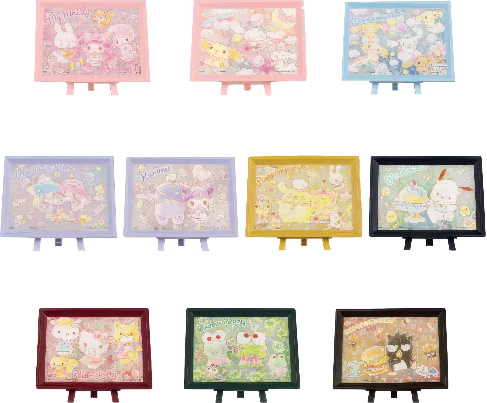 pintoo-q1073-sanrio---sweet-dreams-80-blind-box-9-puzzle-+-frame-set