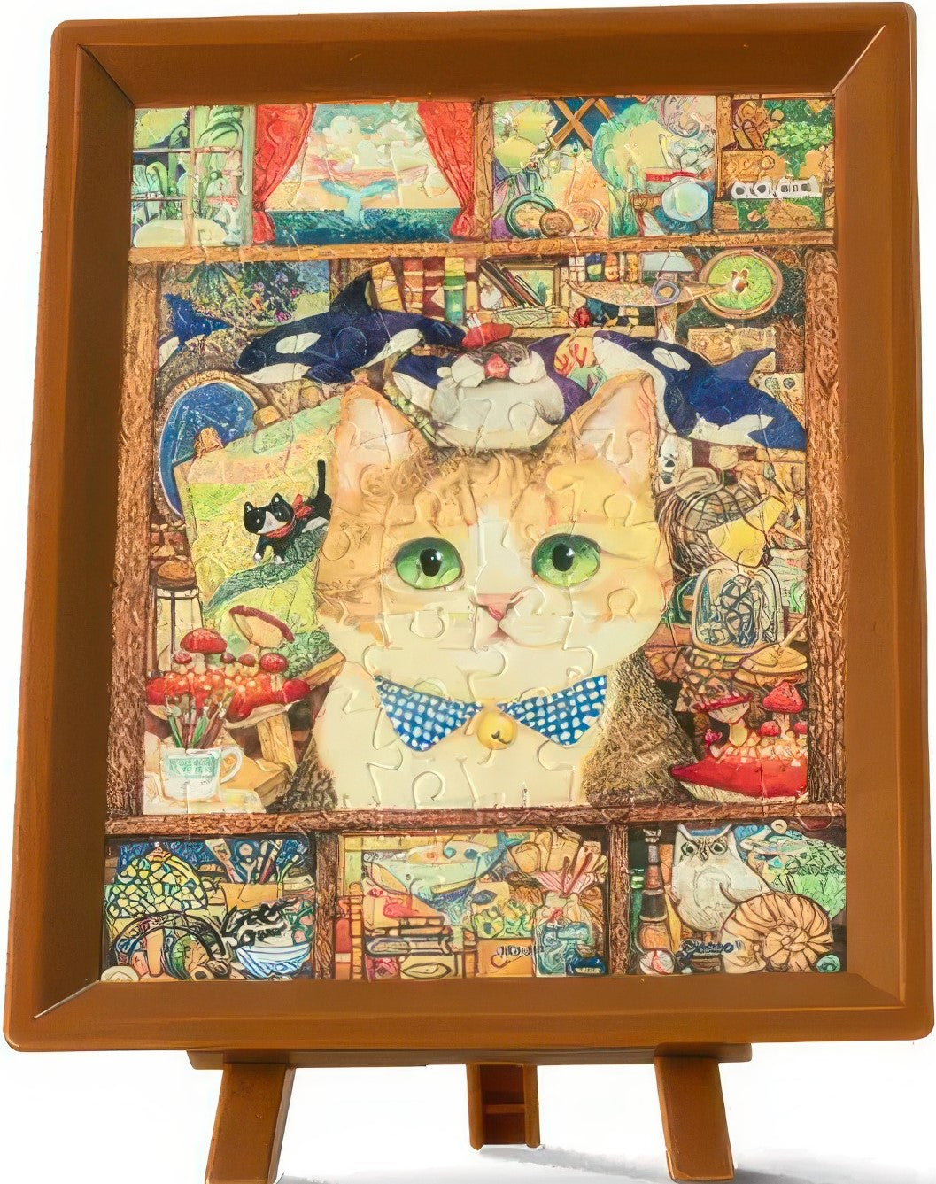 pintoo-q1098-cotton-lion---calico-cat's-treasure-room-80-pieces-puzzle-+-frame-set