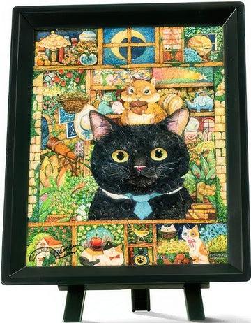 pintoo-q1100-cotton-lion---black-cat's-plant-shop-80-pieces-puzzle-+-frame-set