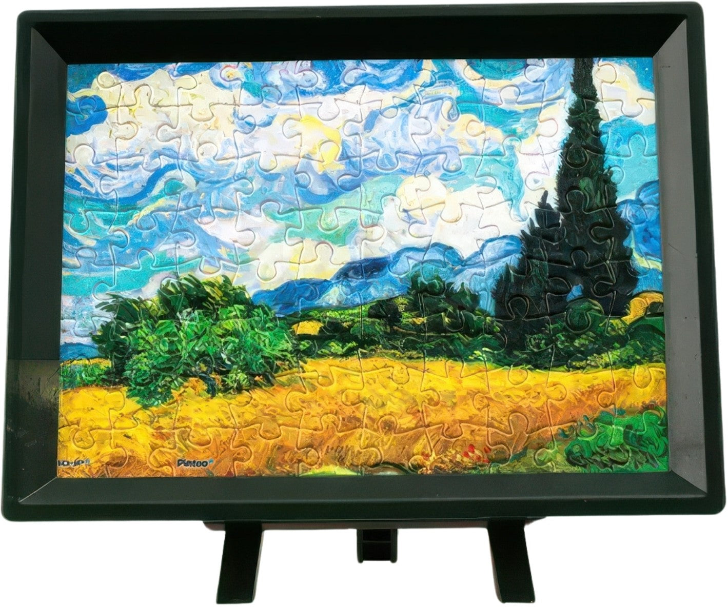 pintoo-q1101-van-gogh's-famous-art---cypresses-in-a-wheat-field-80-pieces-puzzle-+-frame-set