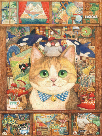 pintoo-q1171-cotton-lion---calico-cat's-treasure-room-80-pieces-puzzle-+-frame-set