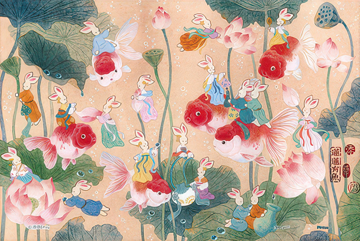 pintoo-q1184-tian-tian-emily---continuous-fish-(wishing-for-continuous-abundance)-160-pieces-jigsaw-puzzle