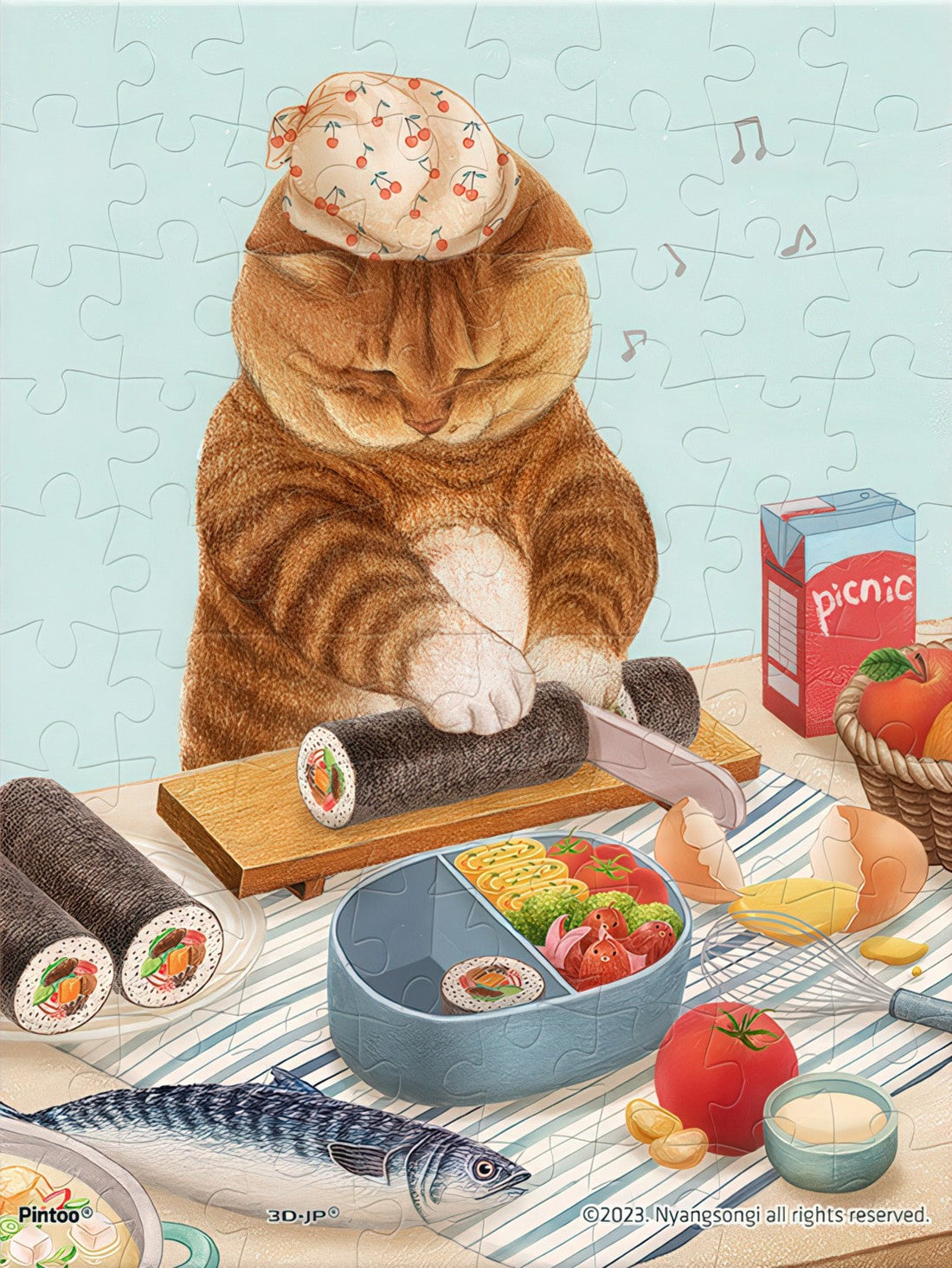 pintoo-q1199-nyangsongi---ready-for-a-picnic-80-pieces-puzzle-+-frame-set