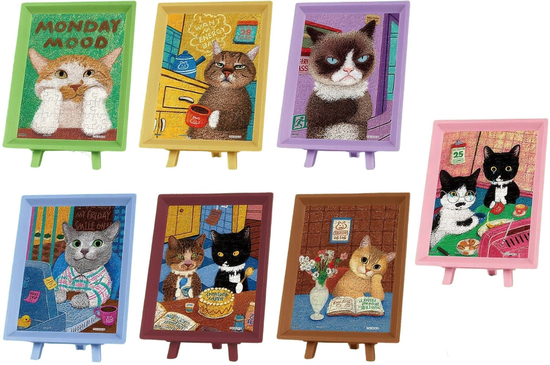 pintoo-q1297-cows-in-famous-paintings---working-cat's-week-series-80-blind-box-6-puzzle-+-frame-set