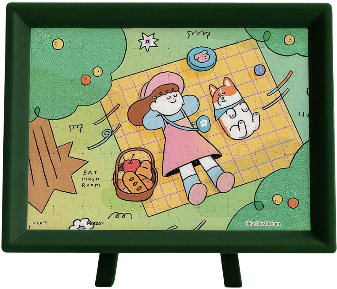 pintoo-q1318-eat-mushroom---outdoor-activities-80-pieces-puzzle-+-frame-set