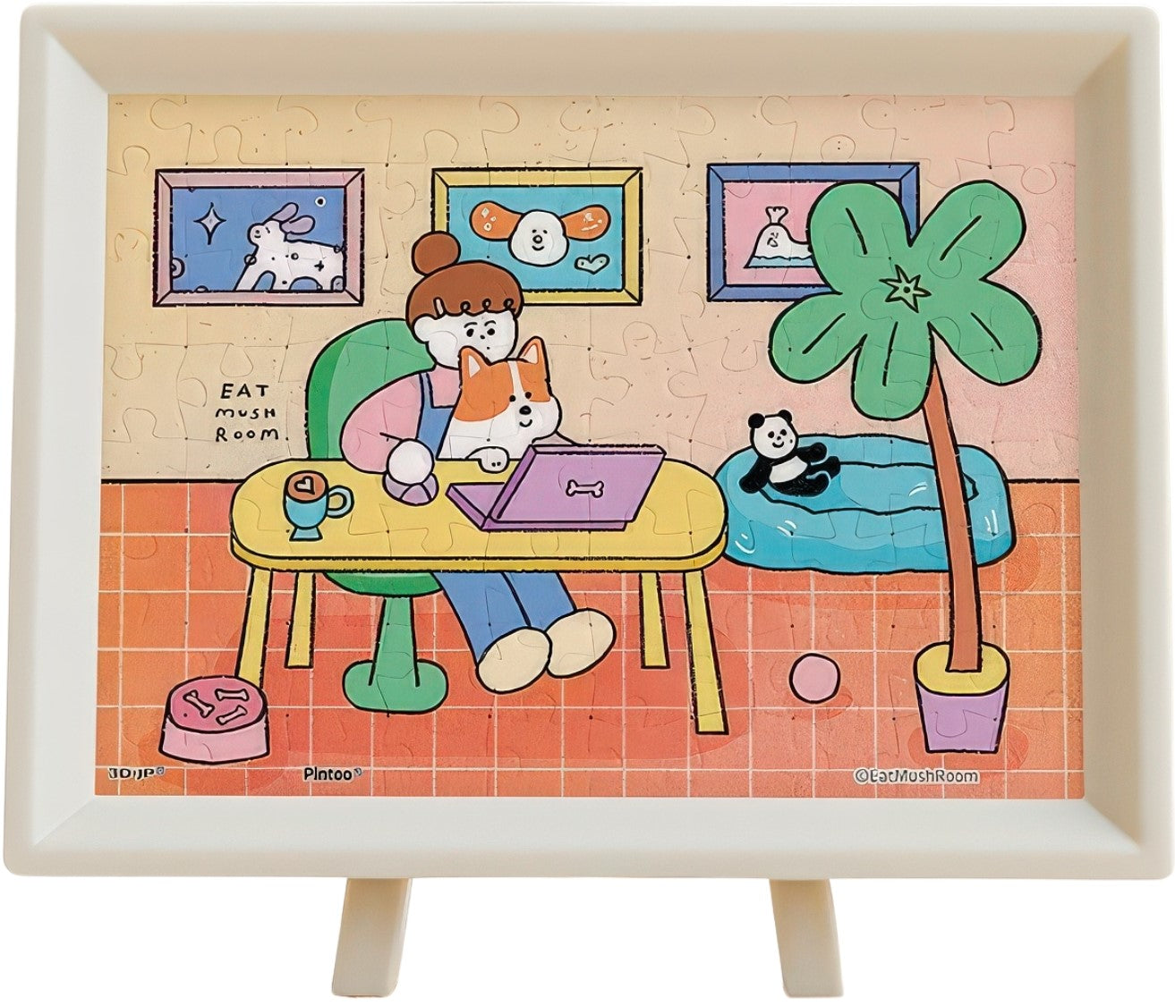 pintoo-q1319-eat-mushroom---daily-life-80-pieces-puzzle-+-frame-set