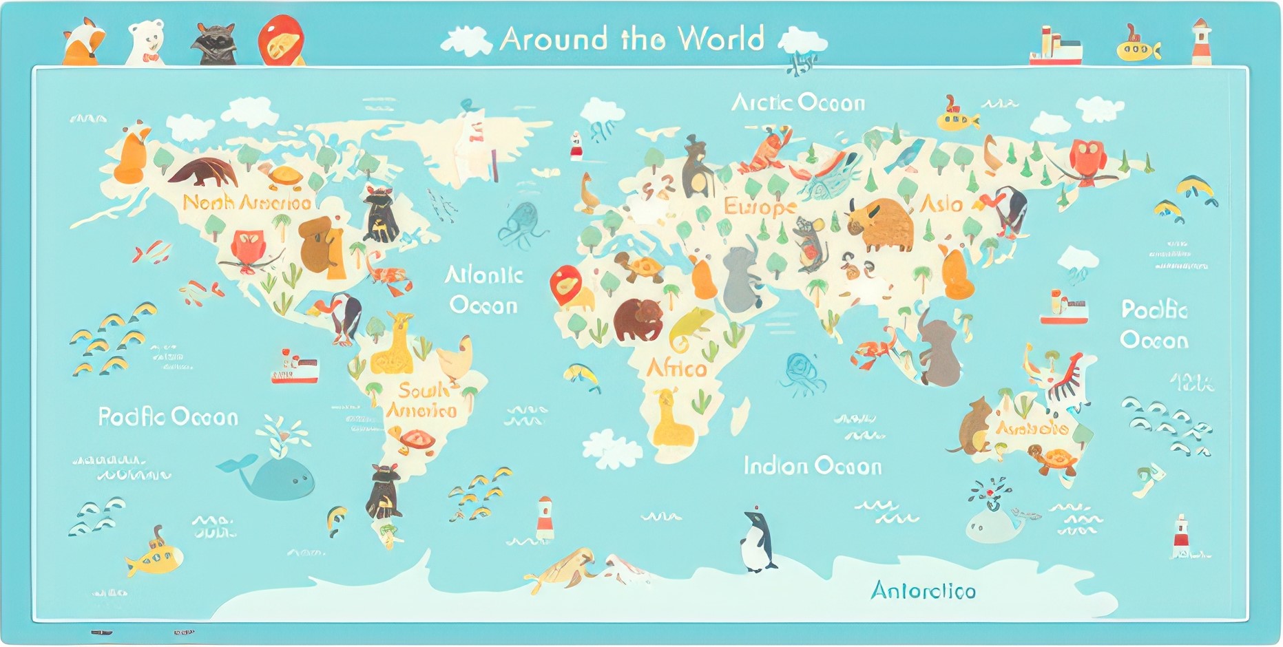 pintoo-t1049-animal-world-map-128-pieces-kids-puzzle