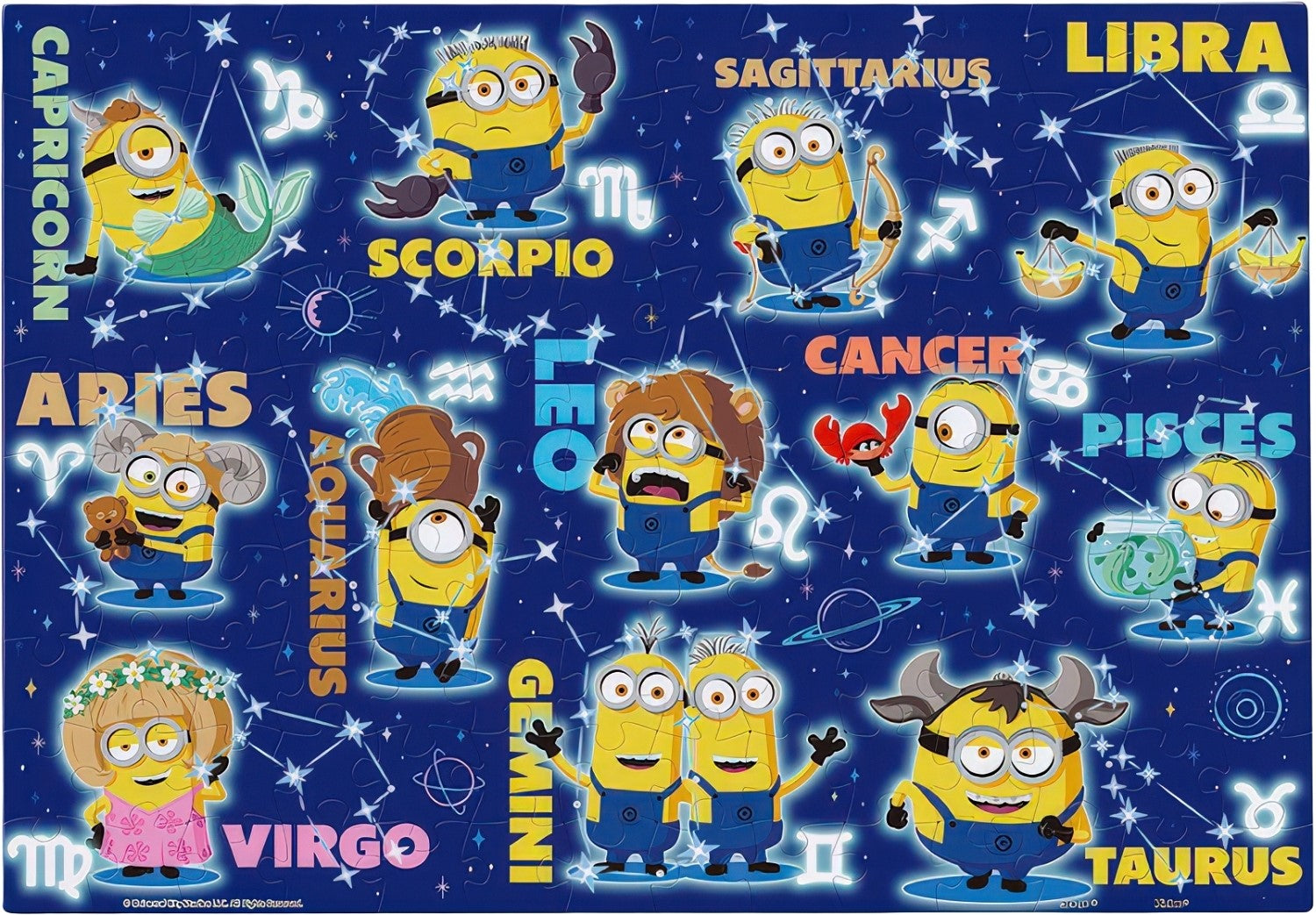 pintoo-te1001-minions-series---twelve-zodiac-minions-140-pieces-jigsaw-puzzle