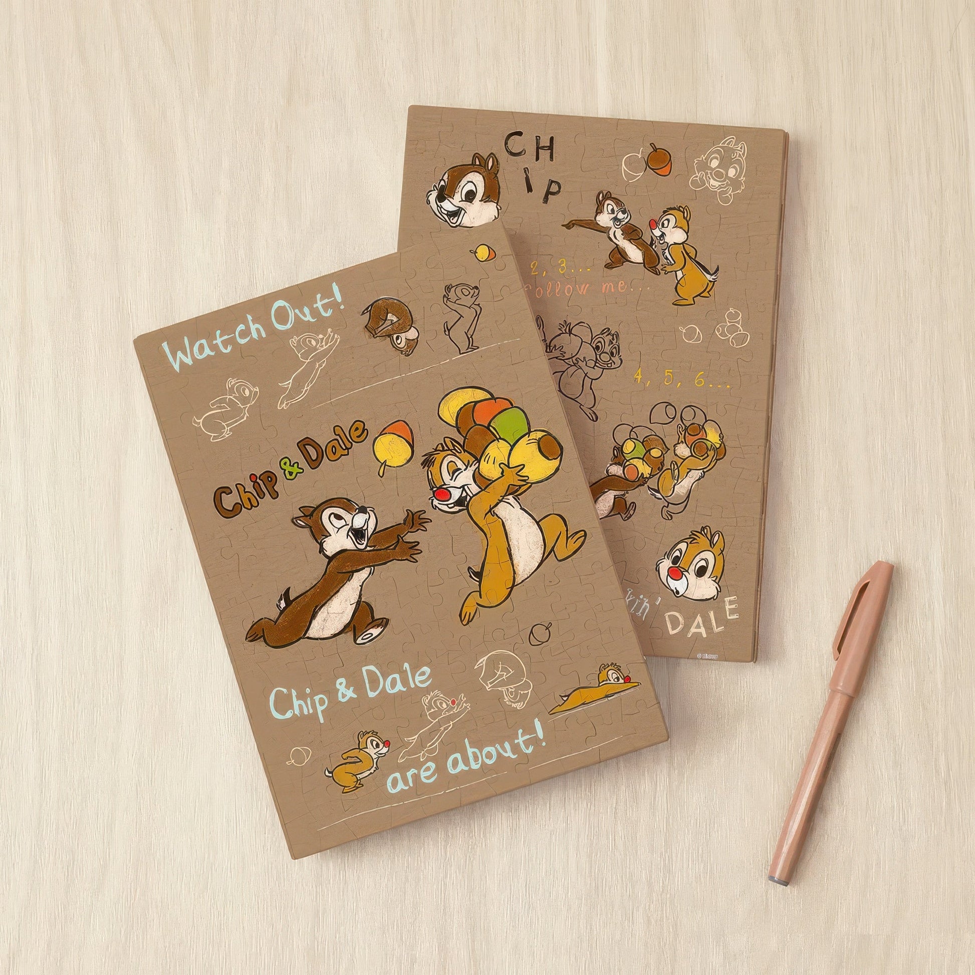 pintoo-ya1003-drawing-style-chip-dale-a5-329-pieces-plastic-book-cover-puzzle