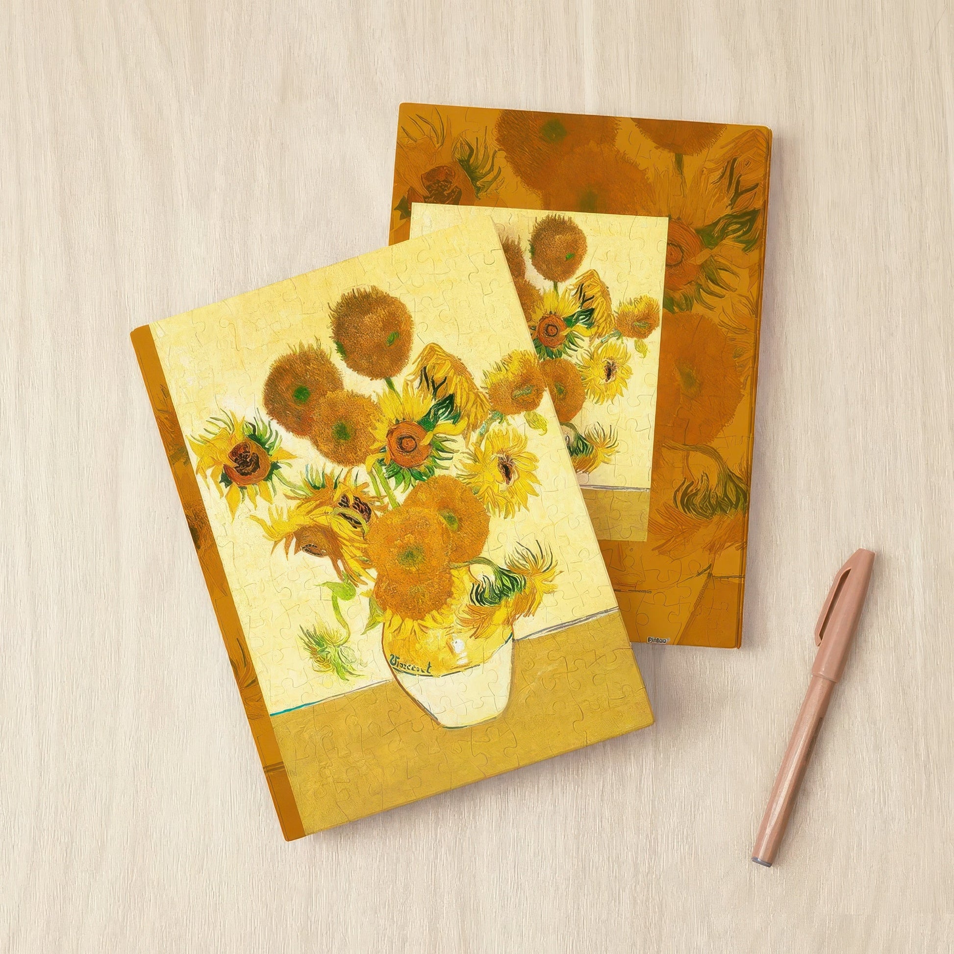 pintoo-ya1005-fine-art-sunflowers-1888-a5-329-pieces-plastic-book-cover-puzzle