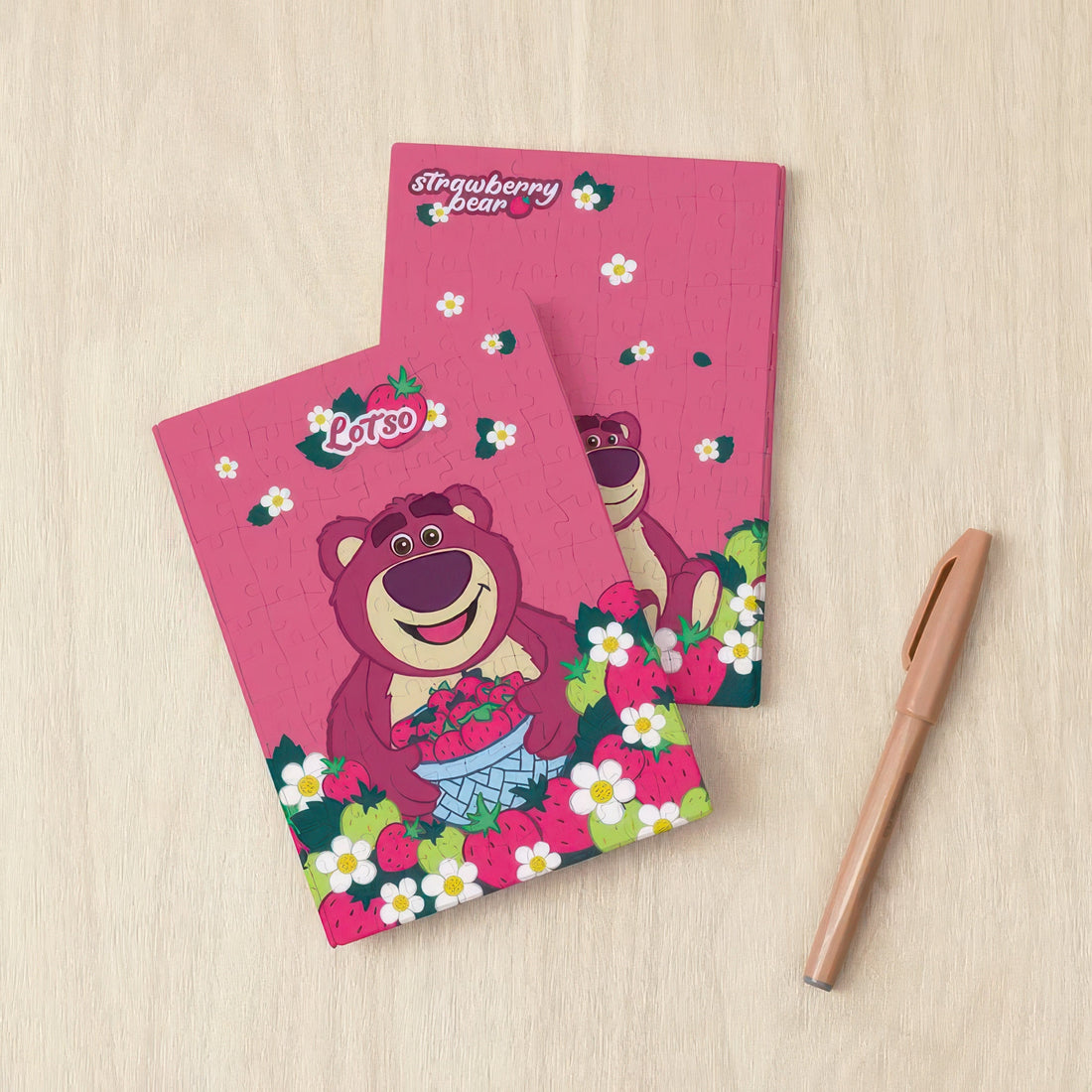 pintoo-yb1018-strawberries-and-lotso-a6-233-pieces-plastic-book-cover-puzzle