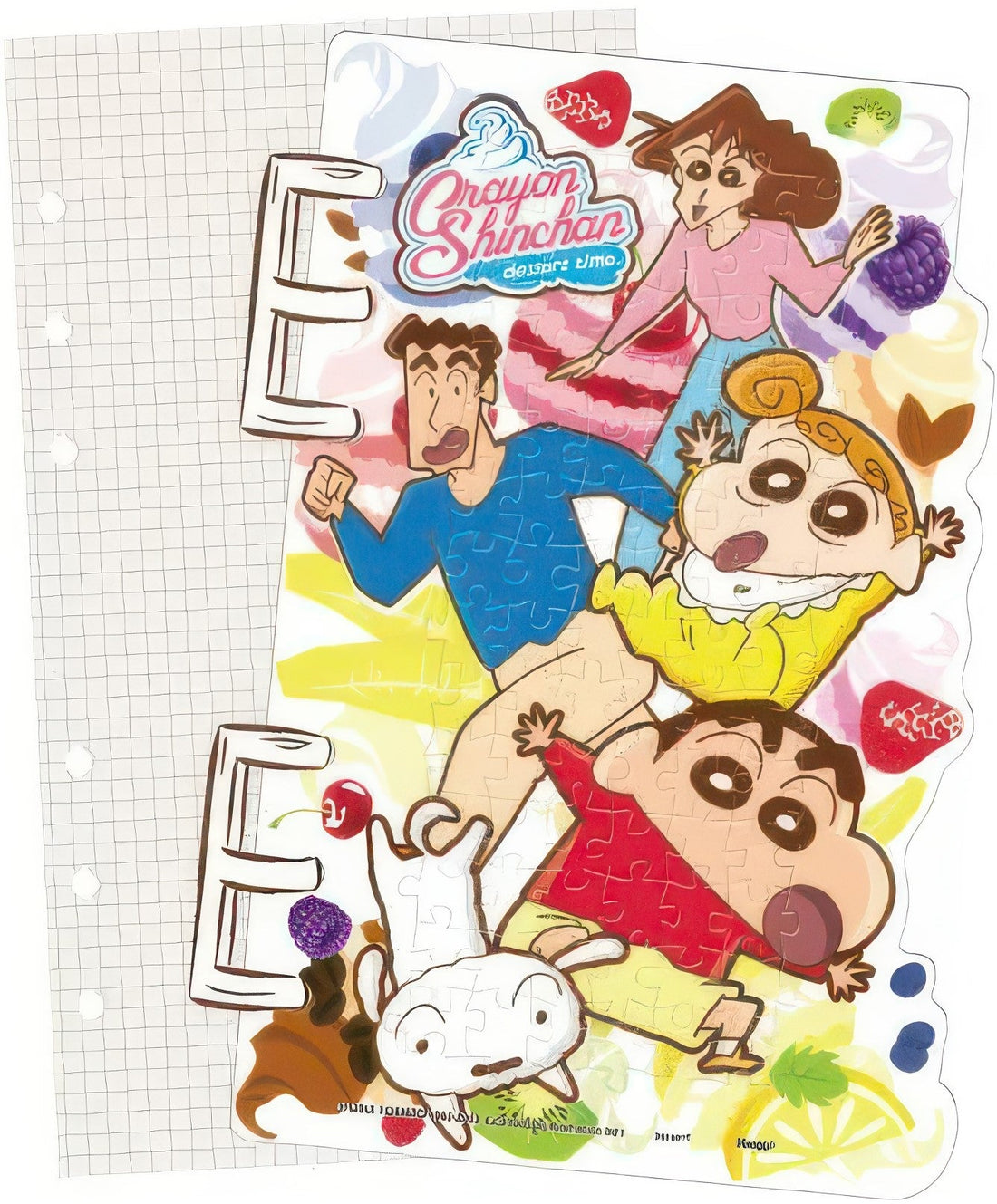 pintoo-yc1004-crayon-shin-chan---colorful-family-portrait---notebook-84-pieces-binder-cover-puzzle