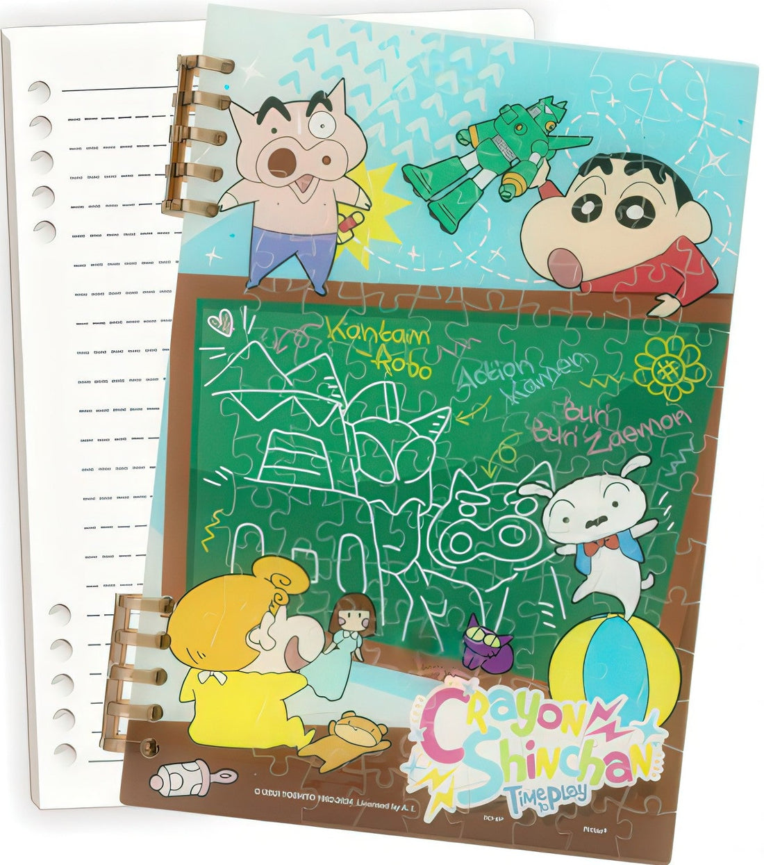 pintoo-ye1008-crayon-shin-chan---playful-notes-127-pieces-binder-cover-puzzle