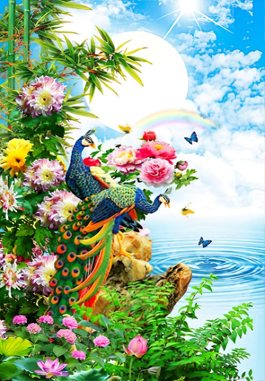 Puzzle Gallery 1023　Illustration • Peacock Flower Garden　1000 Pieces Jigsaw Puzzle