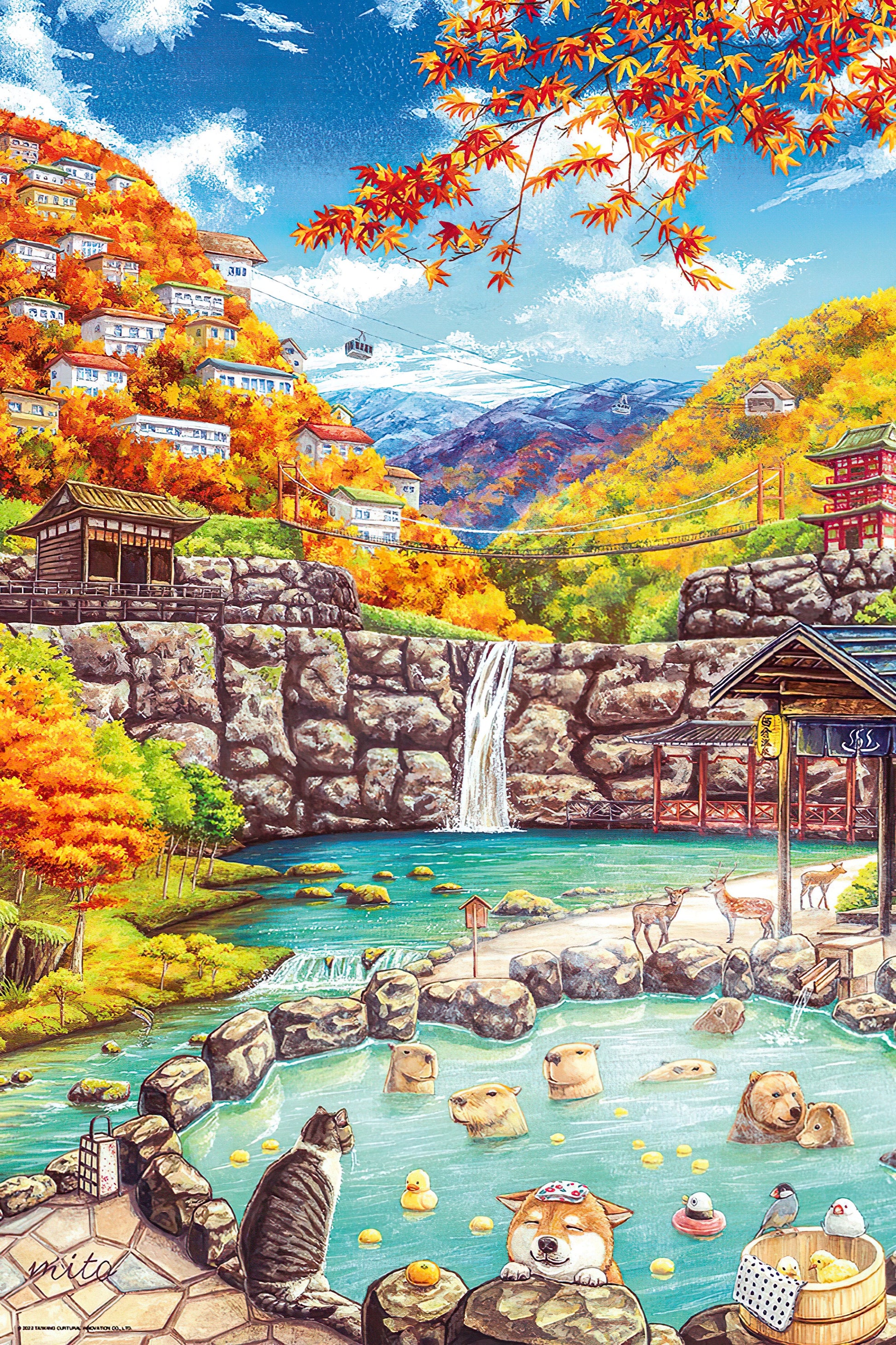 taiwang-tw-1000-027-animal-secret-hot-spring-in-autumn-colours-1000-pieces-jigsaw-puzzle