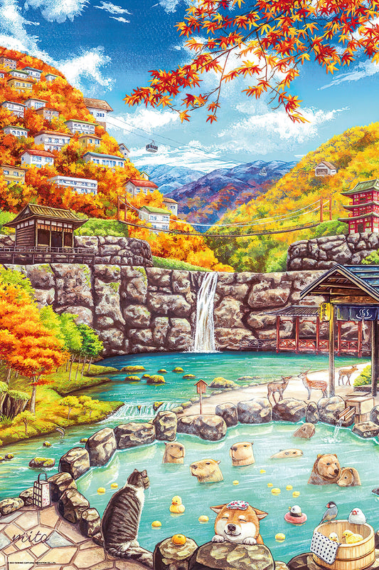 Taiwang TW-1000-027　Animal • Secret Hot Spring in Autumn Colours　1000 Pieces Jigsaw Puzzle