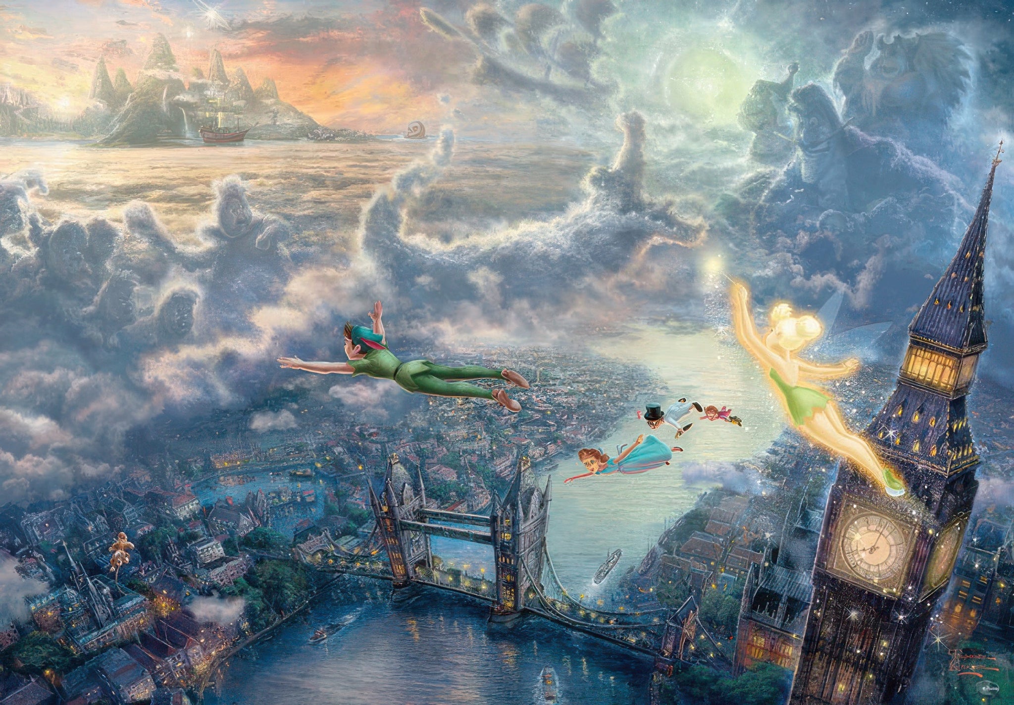 tenyo-d-1000-031-kinkade-tinker-bell-and-peter-pan-fly-to-never-land-1000-pieces-jigsaw-puzzle
