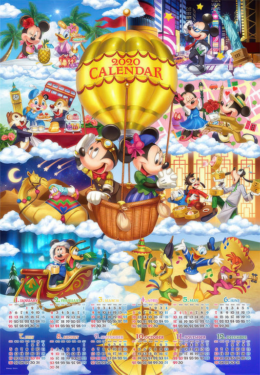 Tenyo D-1000-052　Mickey & Friends • Puzzle Calendar 2020 / Around the World　1000 Pieces Jigsaw Puzzle