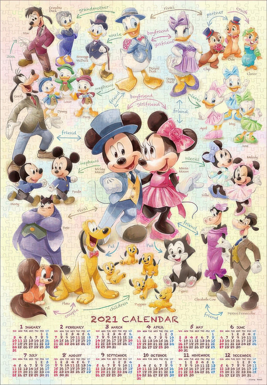 Tenyo D-1000-070　Puzzle Calendar 2021 / Mickey & Friends　1000 Pieces Jigsaw Puzzle