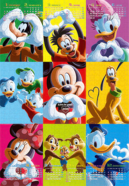 Tenyo D-1000-081　Mickey & Friends • Puzzle Calendar 2022 / Love to You!　1000 Pieces Calendar Puzzle