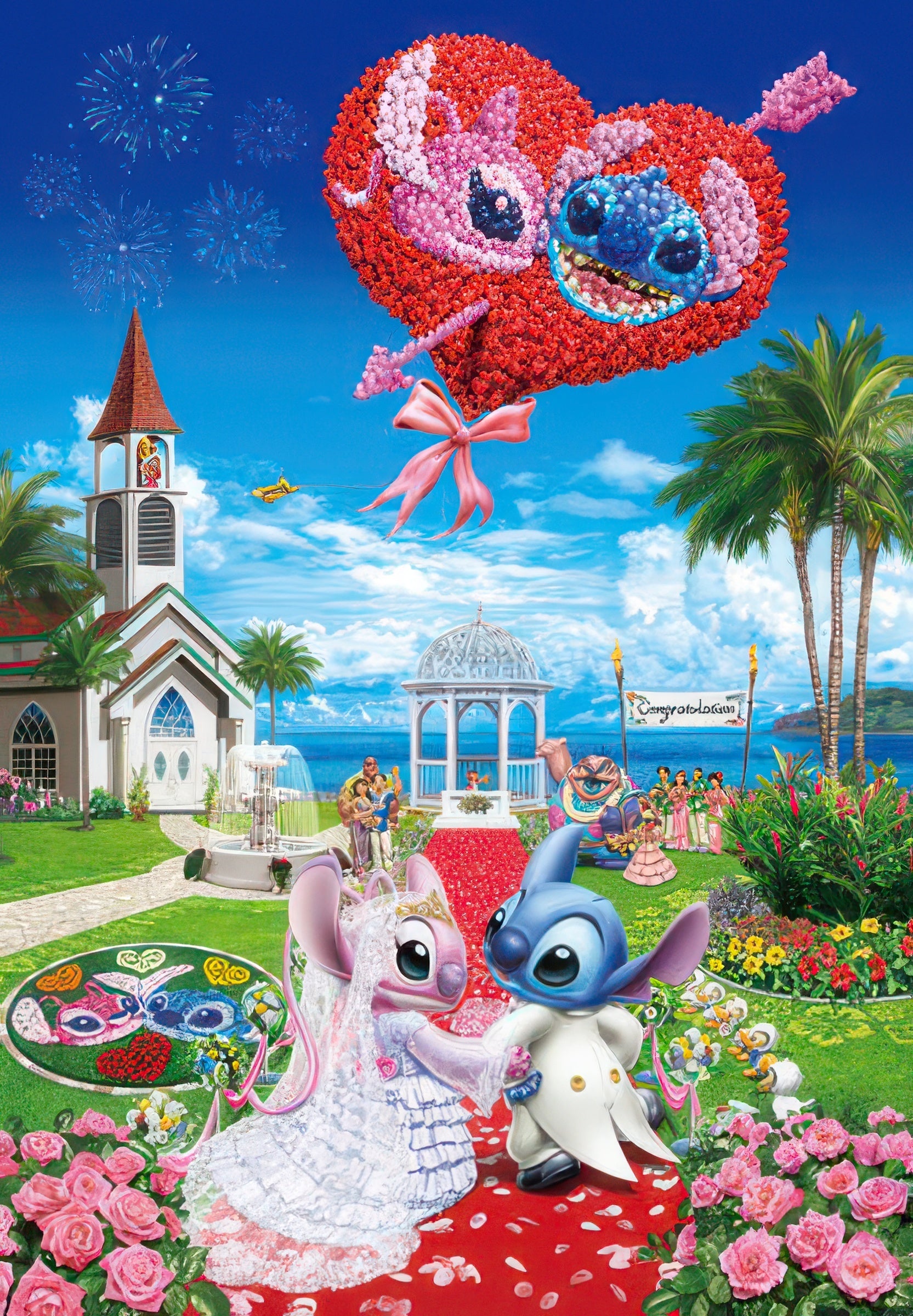 tenyo-d-1000-381-lilo-stitch-seaside-wedding-1000-pieces-jigsaw-puzzle