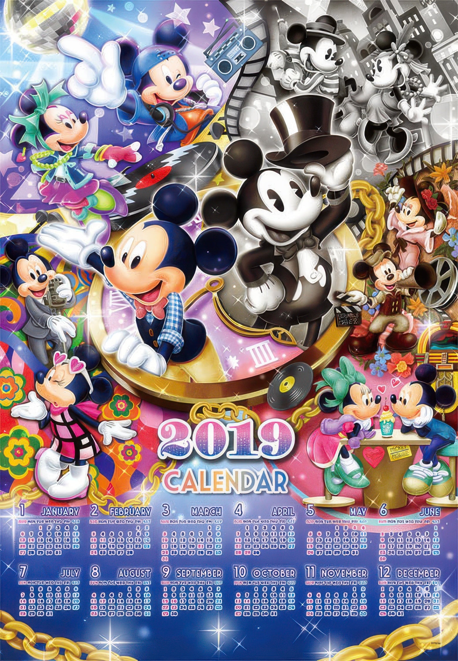 tenyo-d-1000-497-mickey-friends-puzzle-calendar-2019-mickey-s-fashion-history-1000-pieces-jigsaw-puzzle