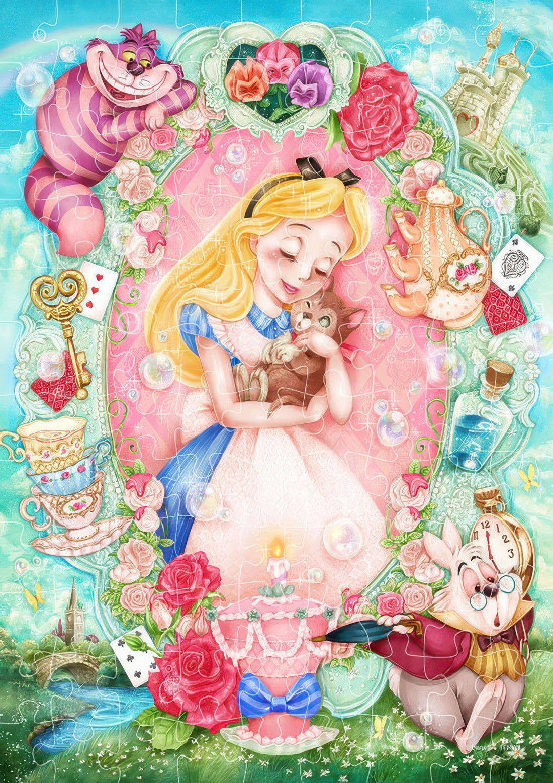 tenyo-d-108-012-alice-in-wonderland-elegance-loving-warmth-108-pieces-jigsaw-puzzle