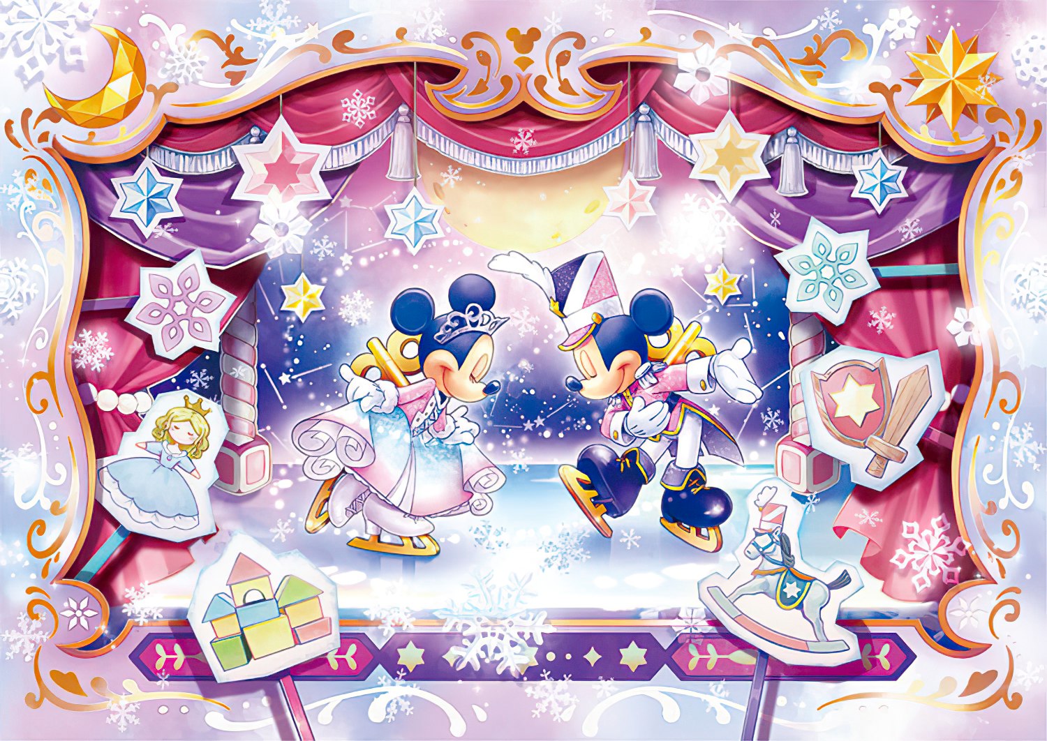 Tenyo • Mickey & Minnie • Toy Country's Ice Show　108 PCS　Jigsaw Puzzle