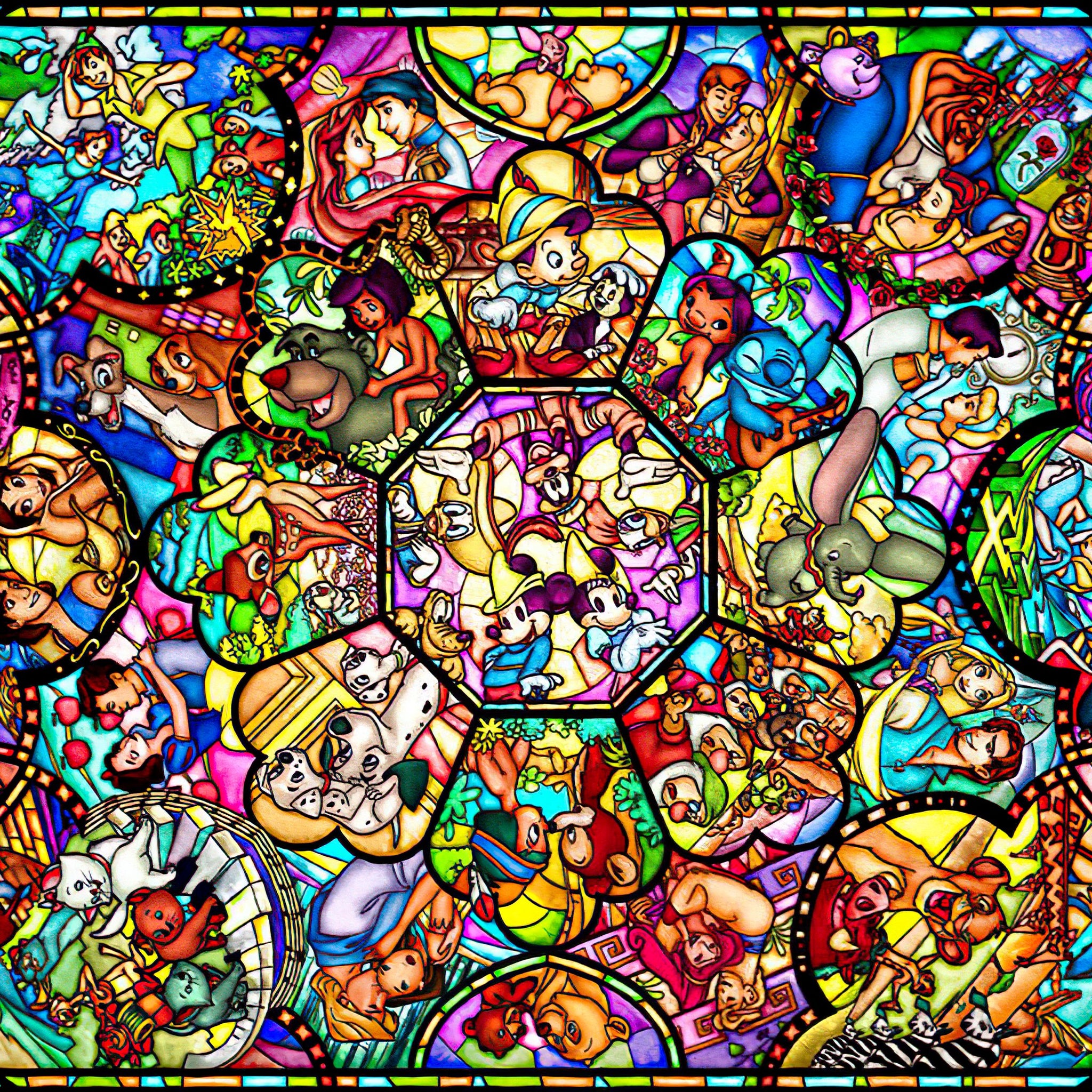 Tenyo • Disney • All-Star Stained Glass　2000 PCS　Jigsaw Puzzle