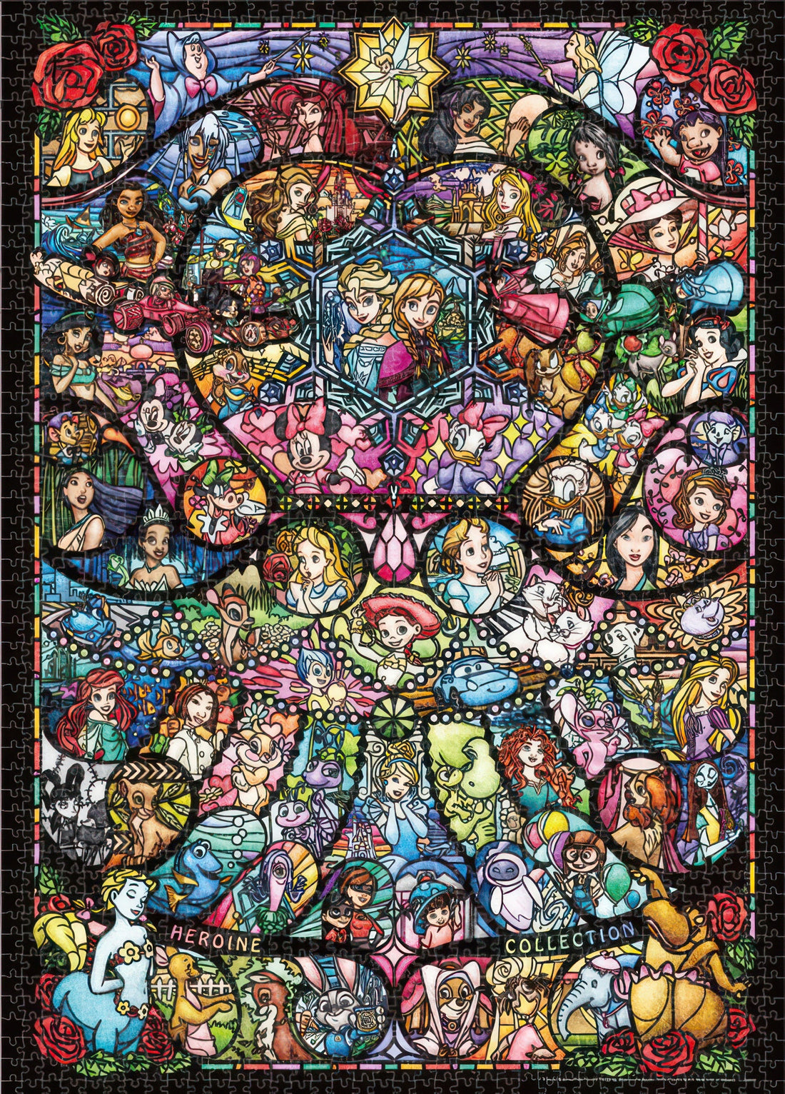 tenyo-d-2000-636-disney-pixar-heroine-collection-stained-glass-2000-pieces-jigsaw-puzzle