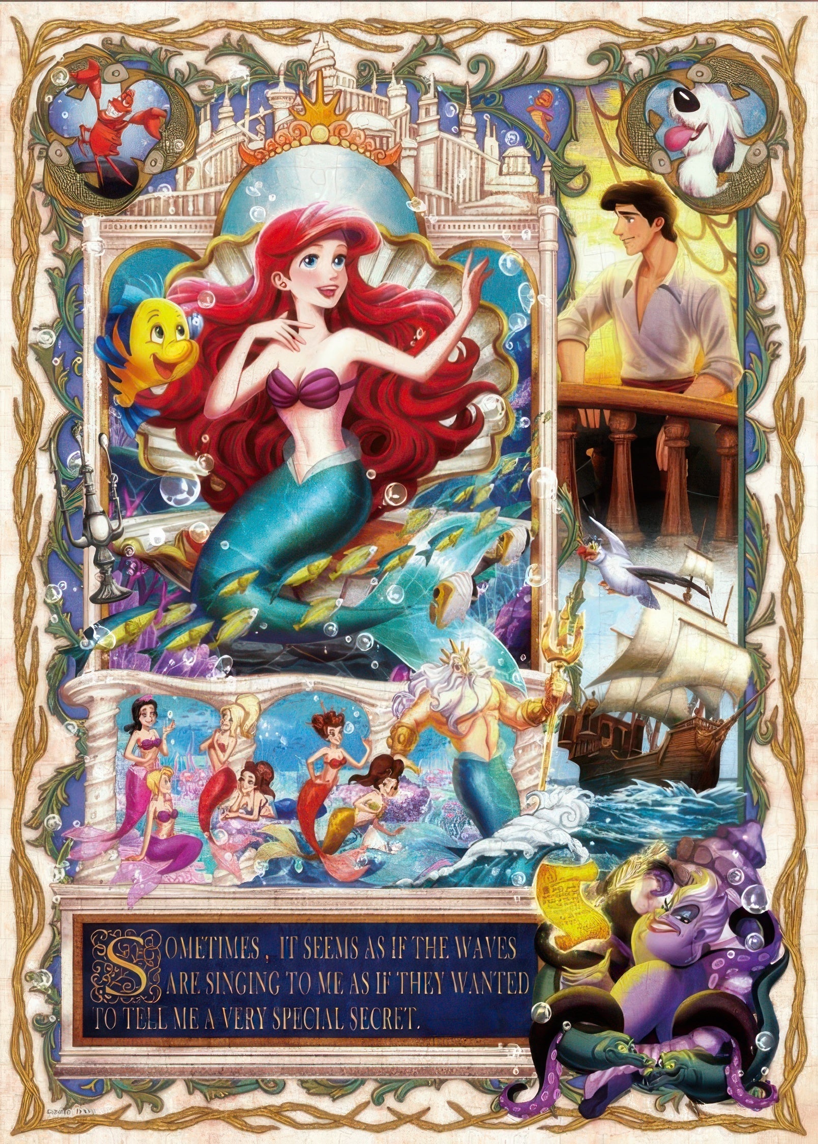 tenyo-d-500-670-the-little-mermaid-gilding-style-wish-of-a-mermaid-in-love-500-pieces-jigsaw-puzzle