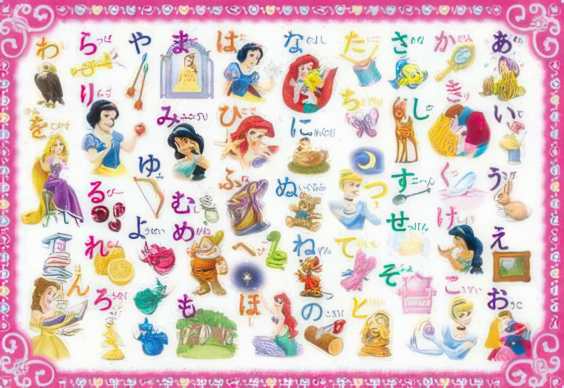 tenyo-dc-46-082-disney-princess-let-s-learn-hiragana-46-pieces-kids-puzzle