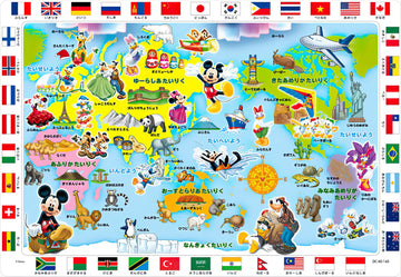 Tenyo • Mickey & Friends • Let's Learn the World Map!　60 PCS　Jigsaw Puzzle
