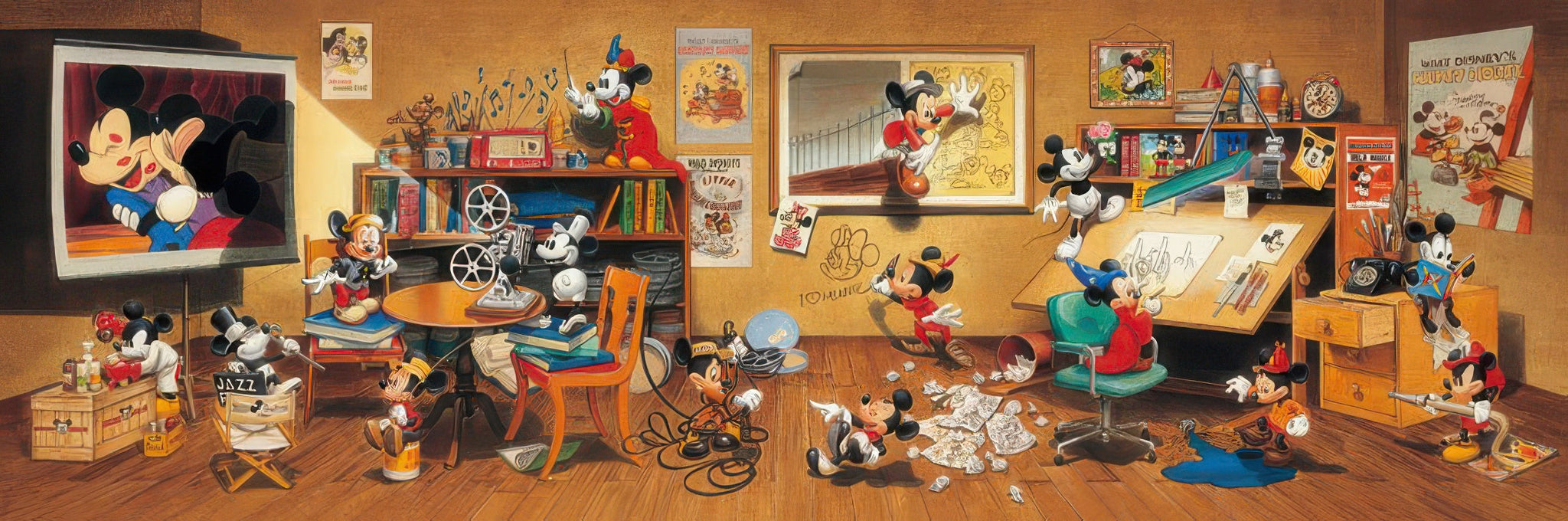 tenyo-dg-456-736-a-grand-gathering-of-past-mickey-mouse-characters!-456-pieces-jigsaw-puzzle