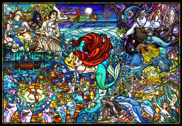 tenyo-dp-1000-033-story-stained-glass-the-little-mermaid-1000-pieces-plastic-jigsaw-puzzle