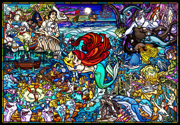 Tenyo • Ariel • Story Stained Glass / The Little Mermaid　1000 PCS　Plastic Jigsaw Puzzle