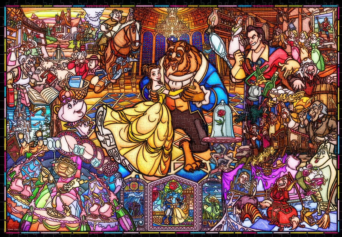 tenyo-dp-1000-035-story-stained-glass-beauty-and-the-beast-1000-pieces-plastic-jigsaw-puzzle