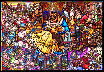 Tenyo • Belle • Story Stained Glass / Beauty and the Beast　1000 PCS　Plastic Jigsaw Puzzle