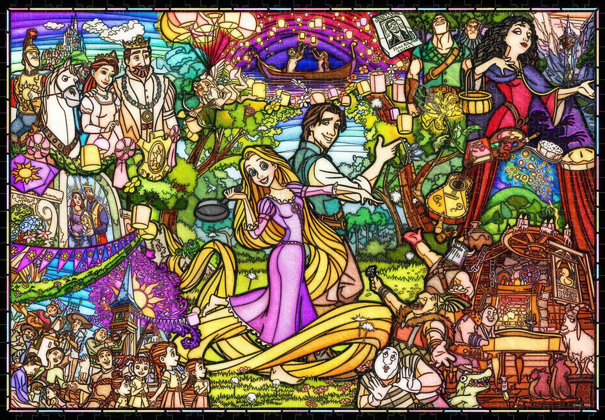 tenyo-dp-1000-036-story-stained-glass-tangled-1000-pieces-plastic-jigsaw-puzzle