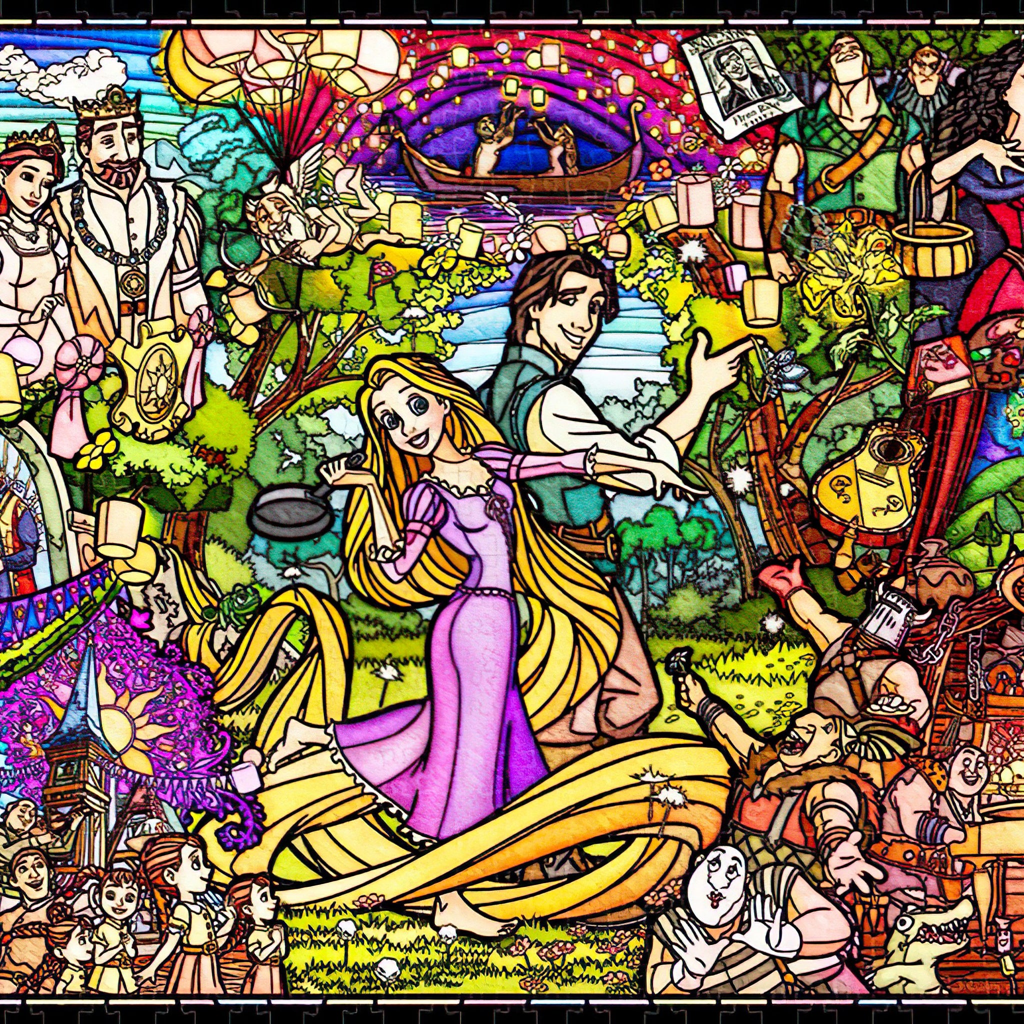 Tenyo • Rapunzel • Story Stained Glass / Tangled　1000 PCS　Plastic Jigsaw Puzzle