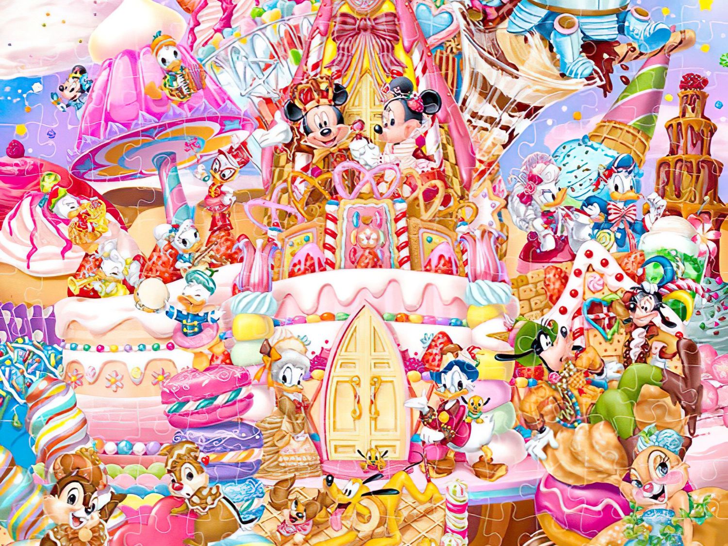 Tenyo • Mickey & Friends • Mickey's Sweets Kingdom　266 PCS　Plastic Jigsaw Puzzle