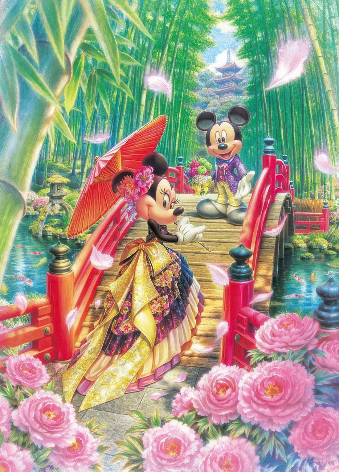 tenyo-dpg-266-572-mickey-friends-minnie-s-modern-wedding-266-pieces-plastic-jigsaw-puzzle